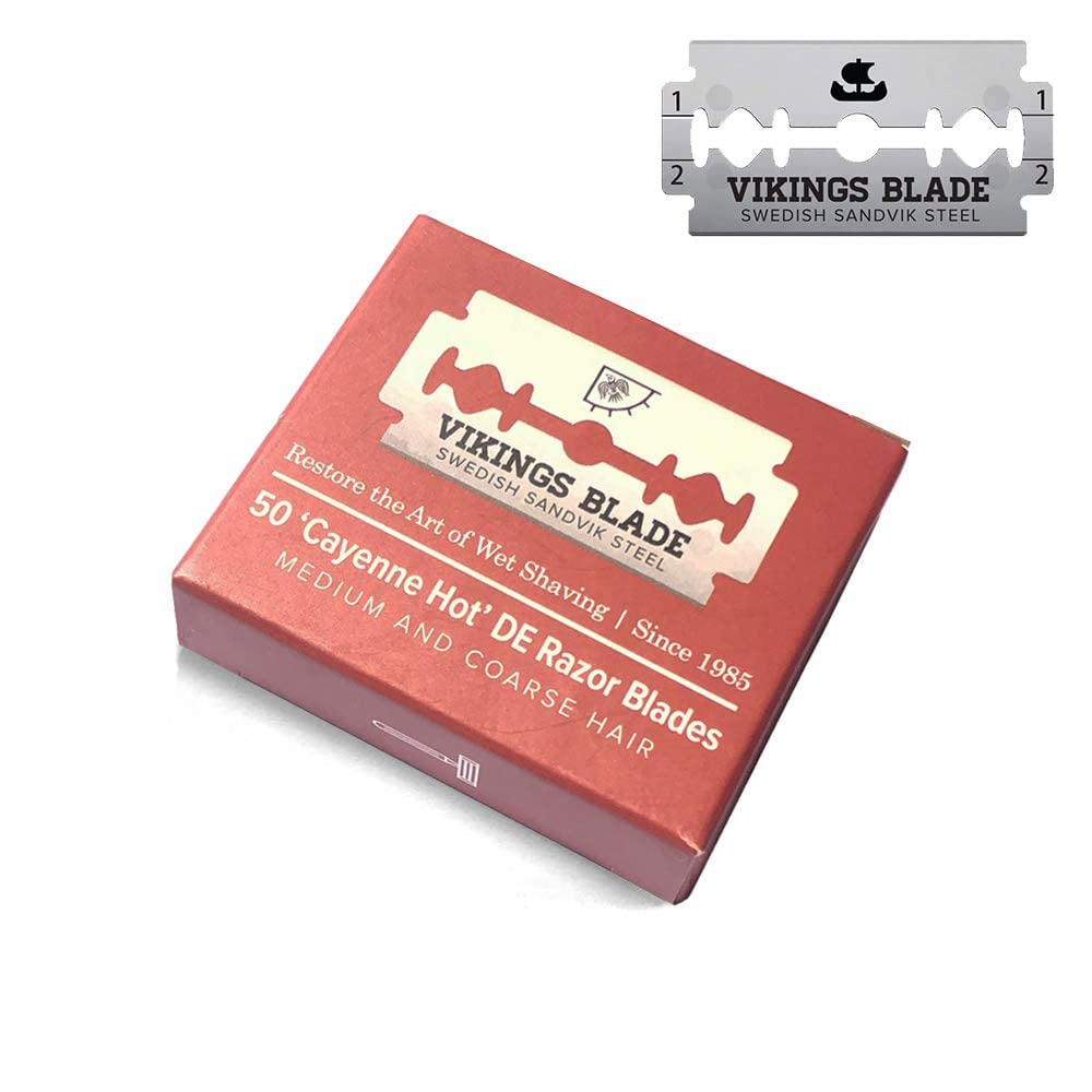 Vikings Blade double-edge safety razor blades pack for a precise shave.