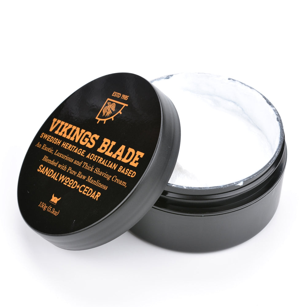 Vikings Blade sandalwood and western red cedar scent notes highlighting fragrance.