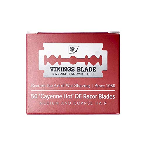 Vikings Blade Swedish steel platinum-coated blades deliver sharp, durable performance.