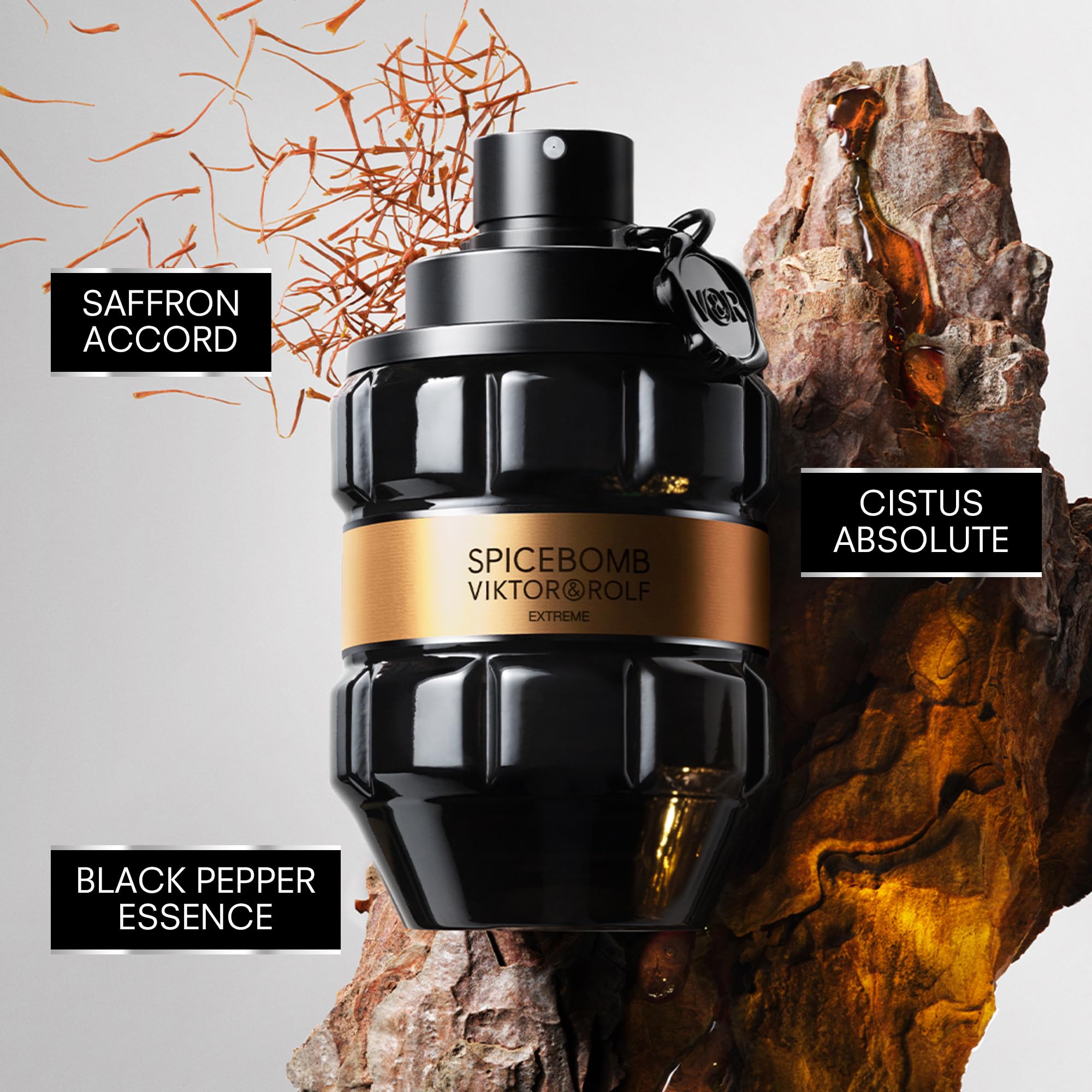 Viktor&Rolf Spicebomb Extreme cap detail evokes refined luxury and grip.