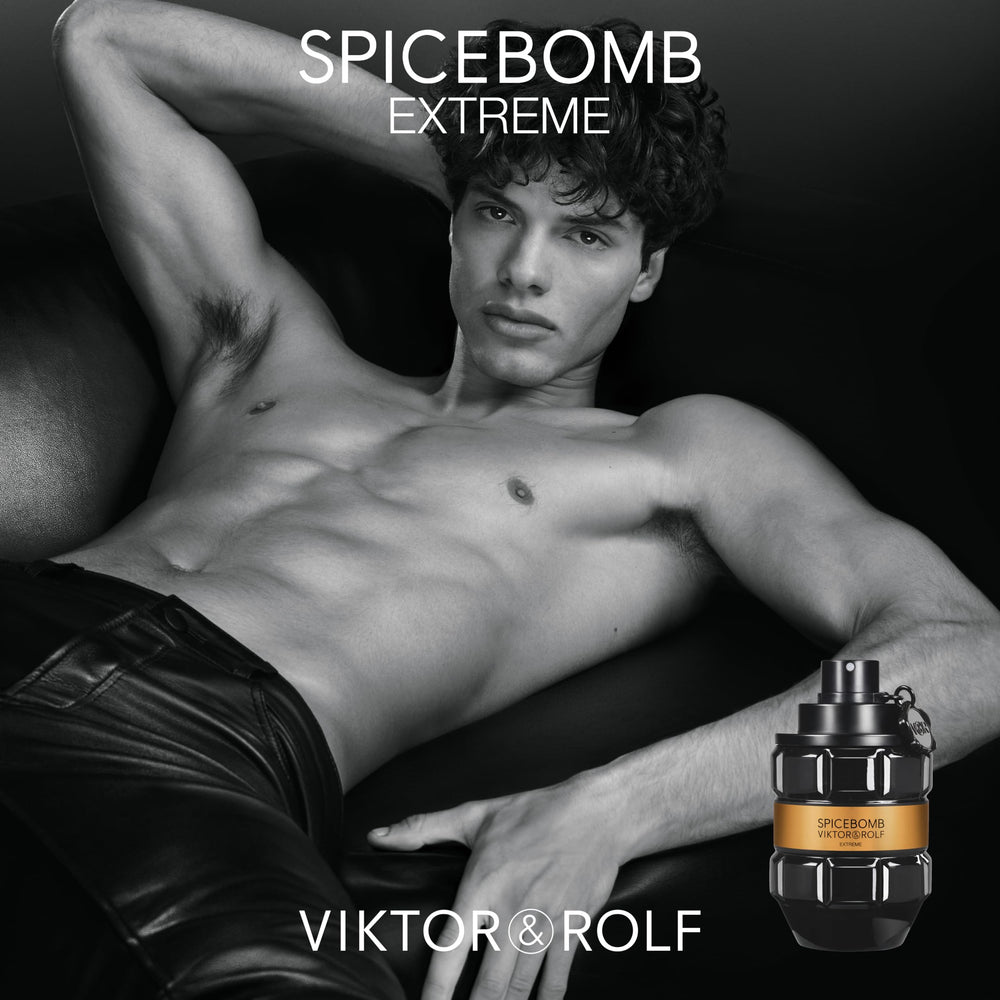Viktor&Rolf Spicebomb Extreme presentation on elegant surface signals masculine confidence.