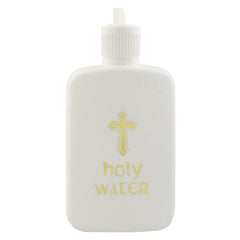 Village Gift Importers white holy water bottle with cross, ideal for home or church use