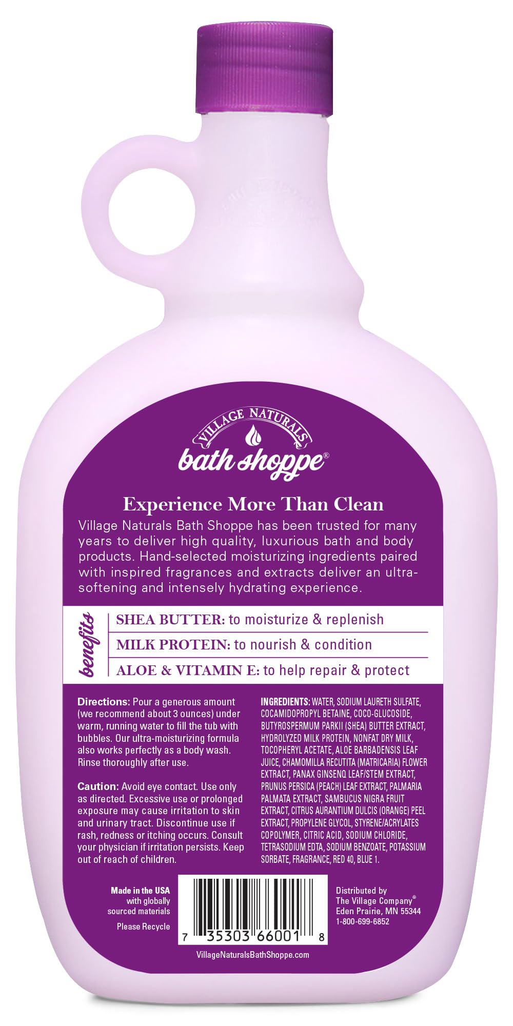 Village Naturals milk bath bubbles with lavender and chamomile aroma for relaxation