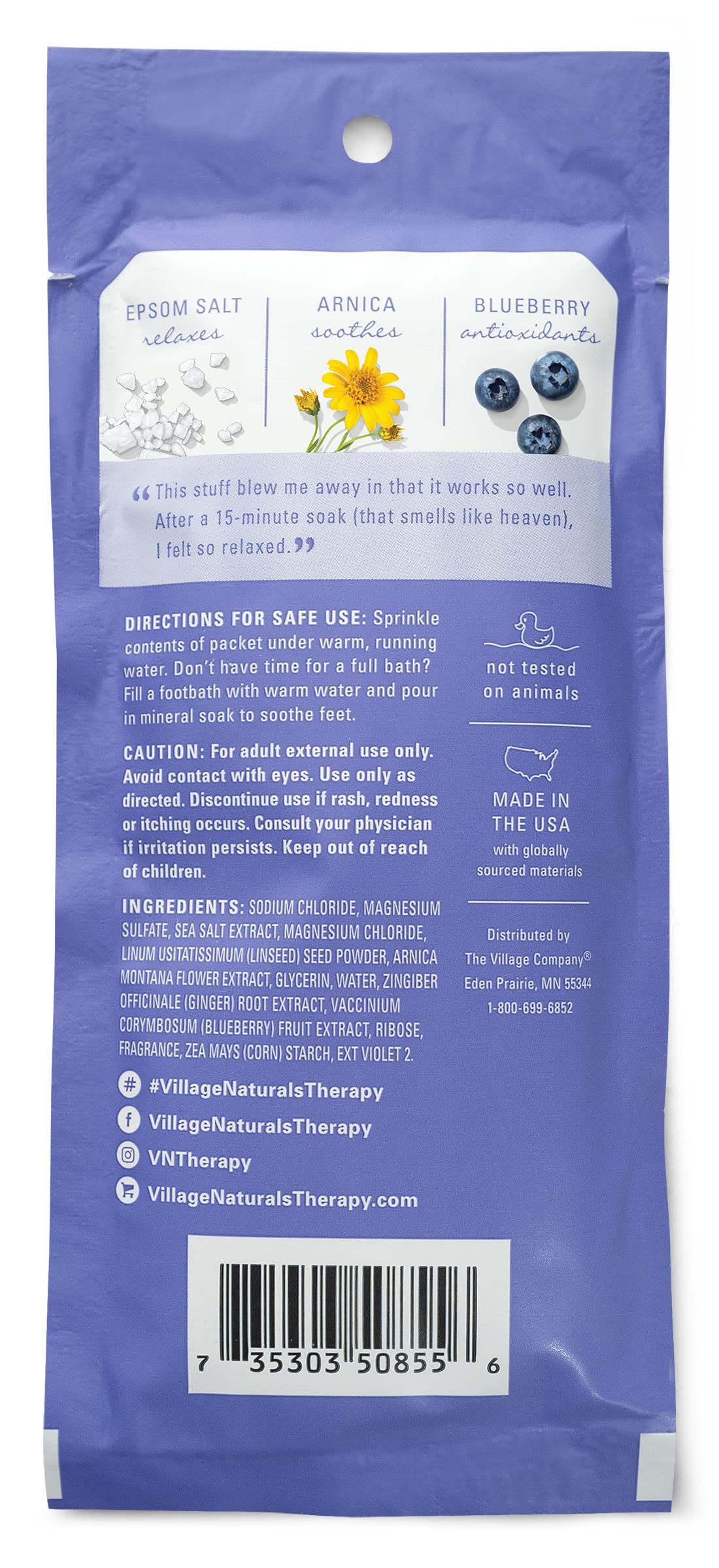 Village Naturals Therapy aceites esenciales arnica arandano jengibre para relajacion muscular