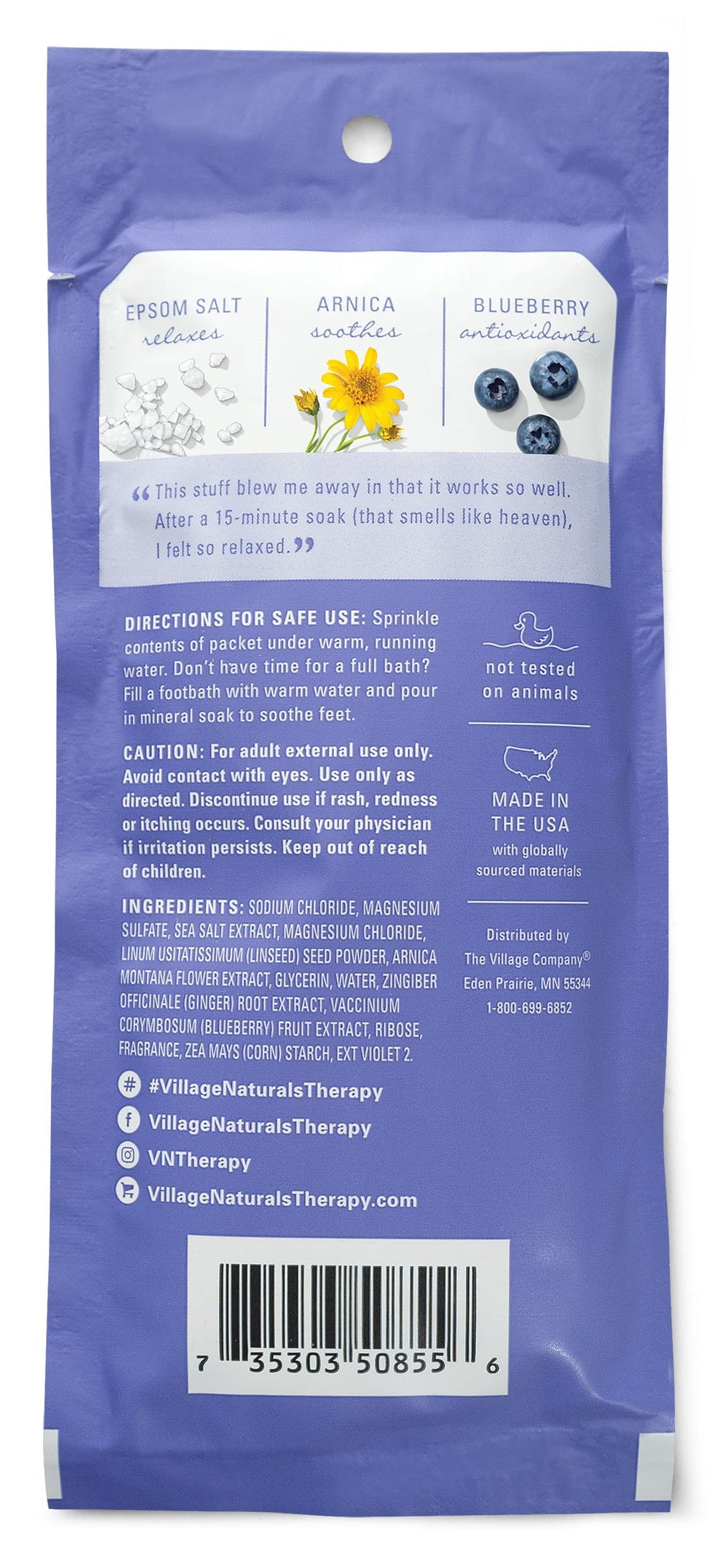 Village Naturals Therapy aceites esenciales arnica arandano jengibre para relajacion muscular
