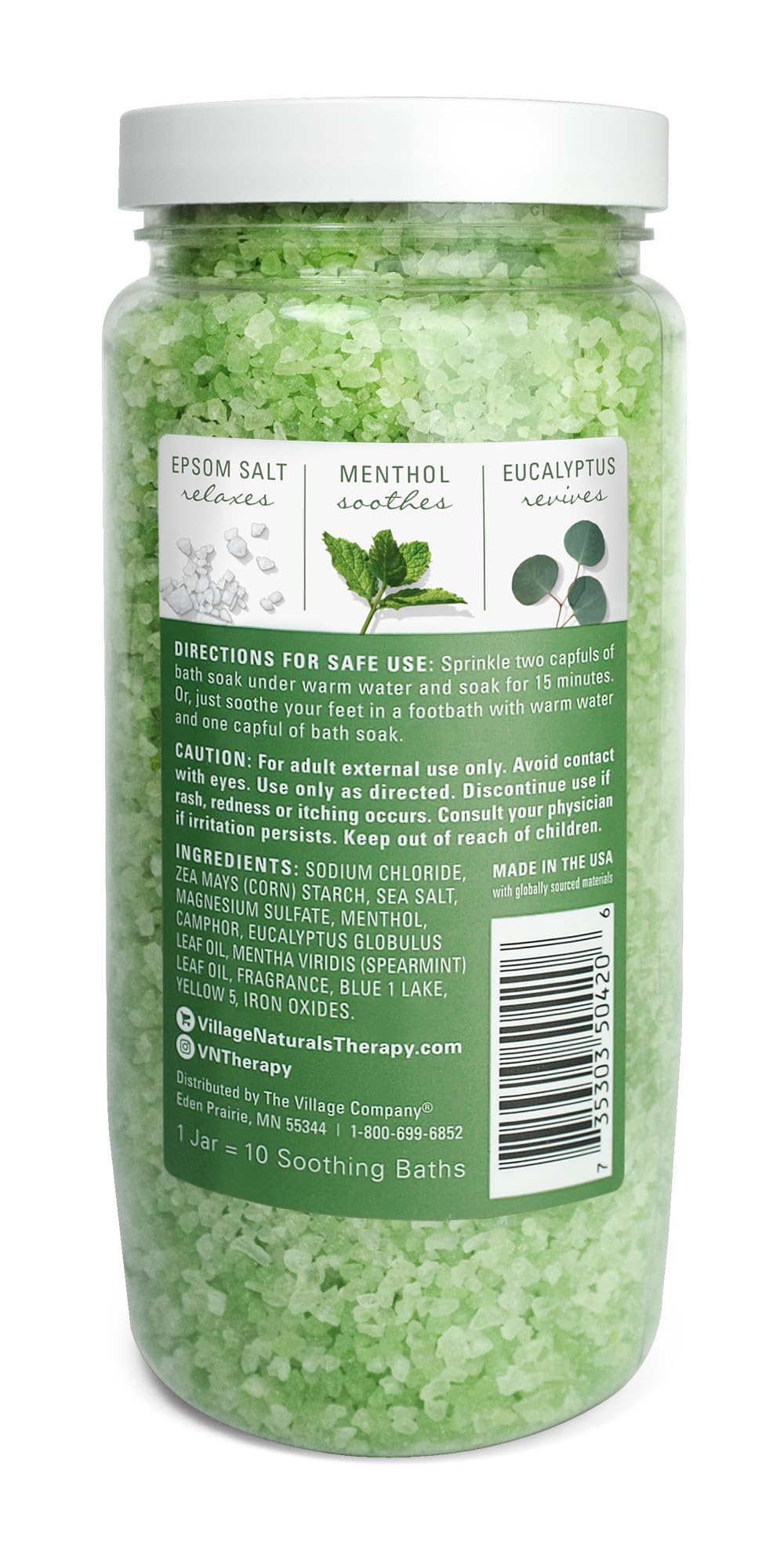 Village Naturals Therapy Muscle Bath Soak tub setup with steam promoting calm and muscle relief