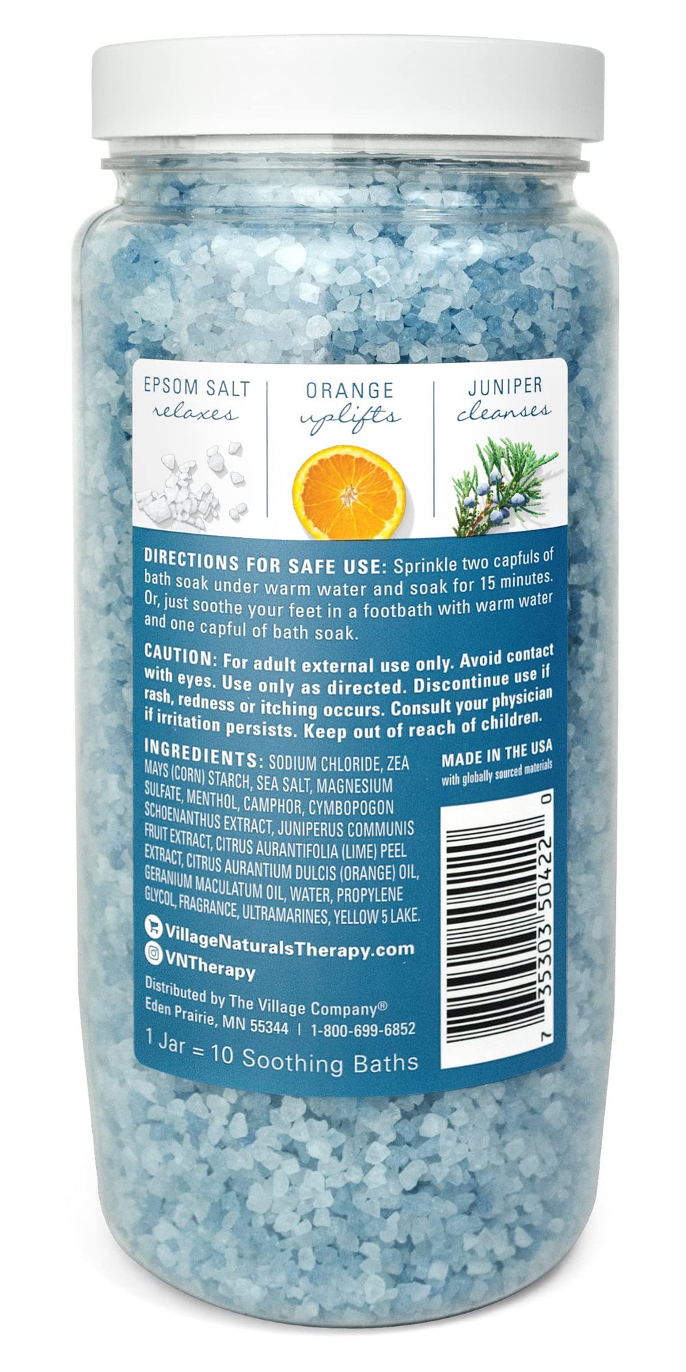 Village Naturals Therapy bote concentrado relajación, uso sencillo para baño rápido