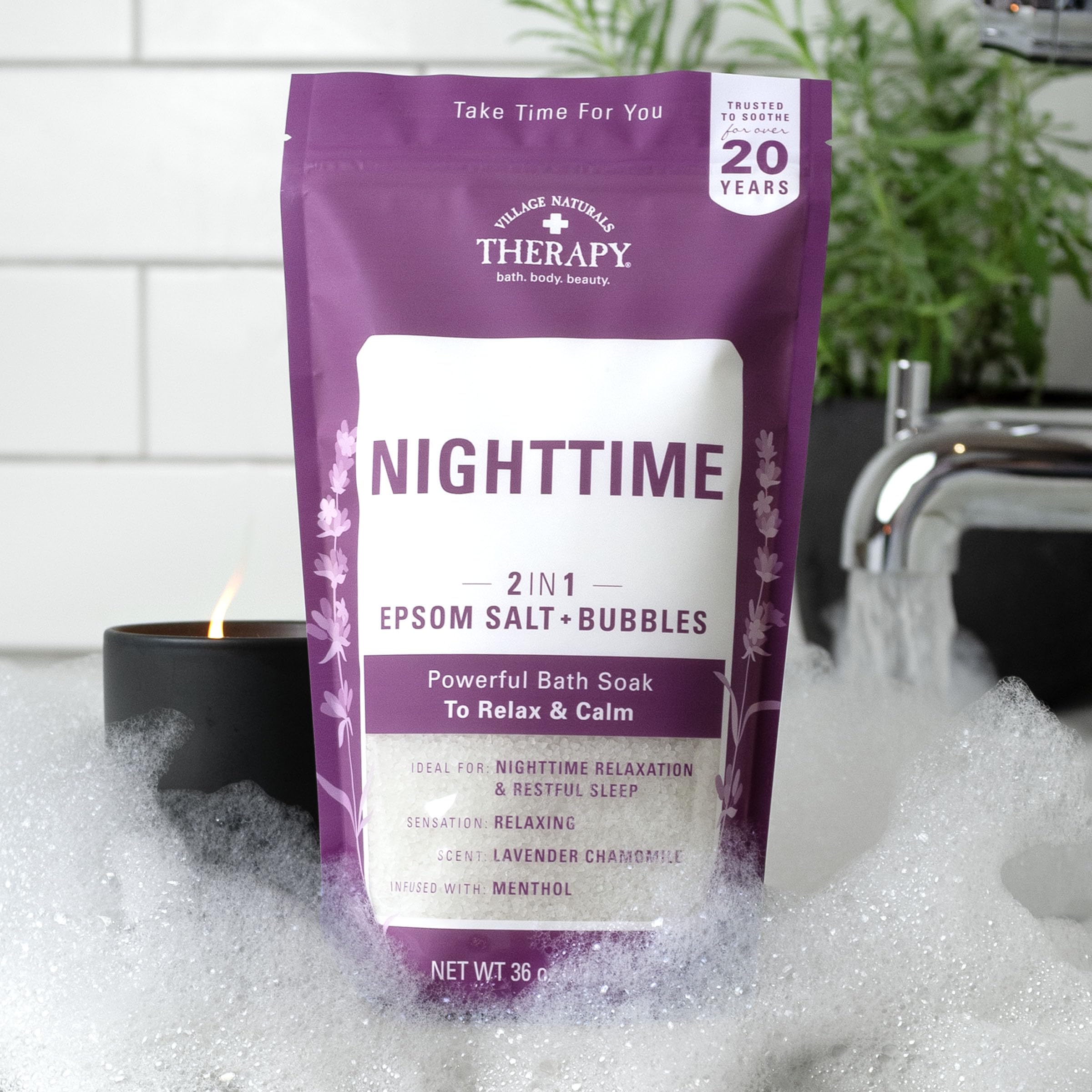Village Naturals Therapy Epsom-salt: sales de epsom para un baño suave.