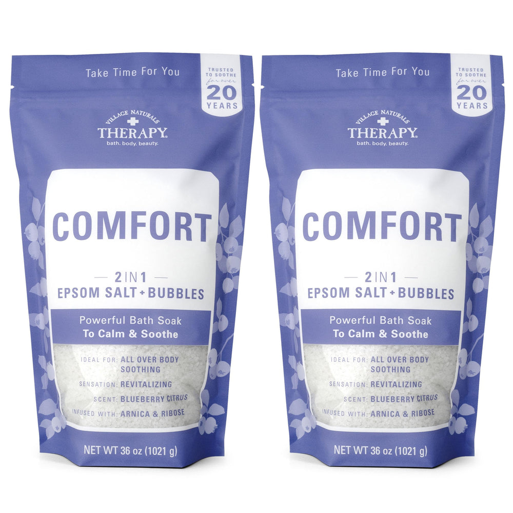 Village Naturals Therapy Comfort Foaming Bath Soak con aroma arándano cítrico para relajar el cuerpo