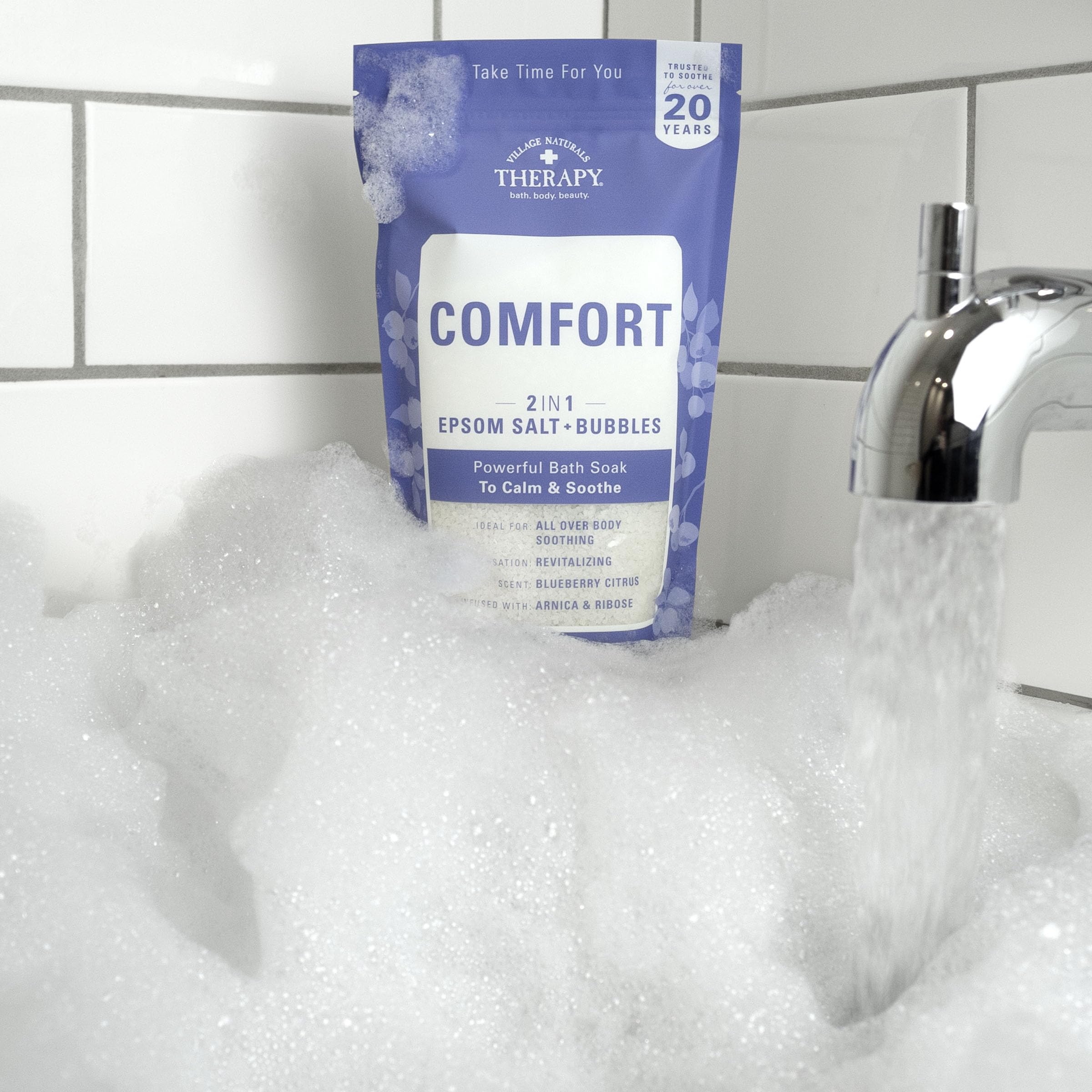 Village Naturals Therapy Comfort Foaming Bath Soak fabricado en EE.UU. para calidad