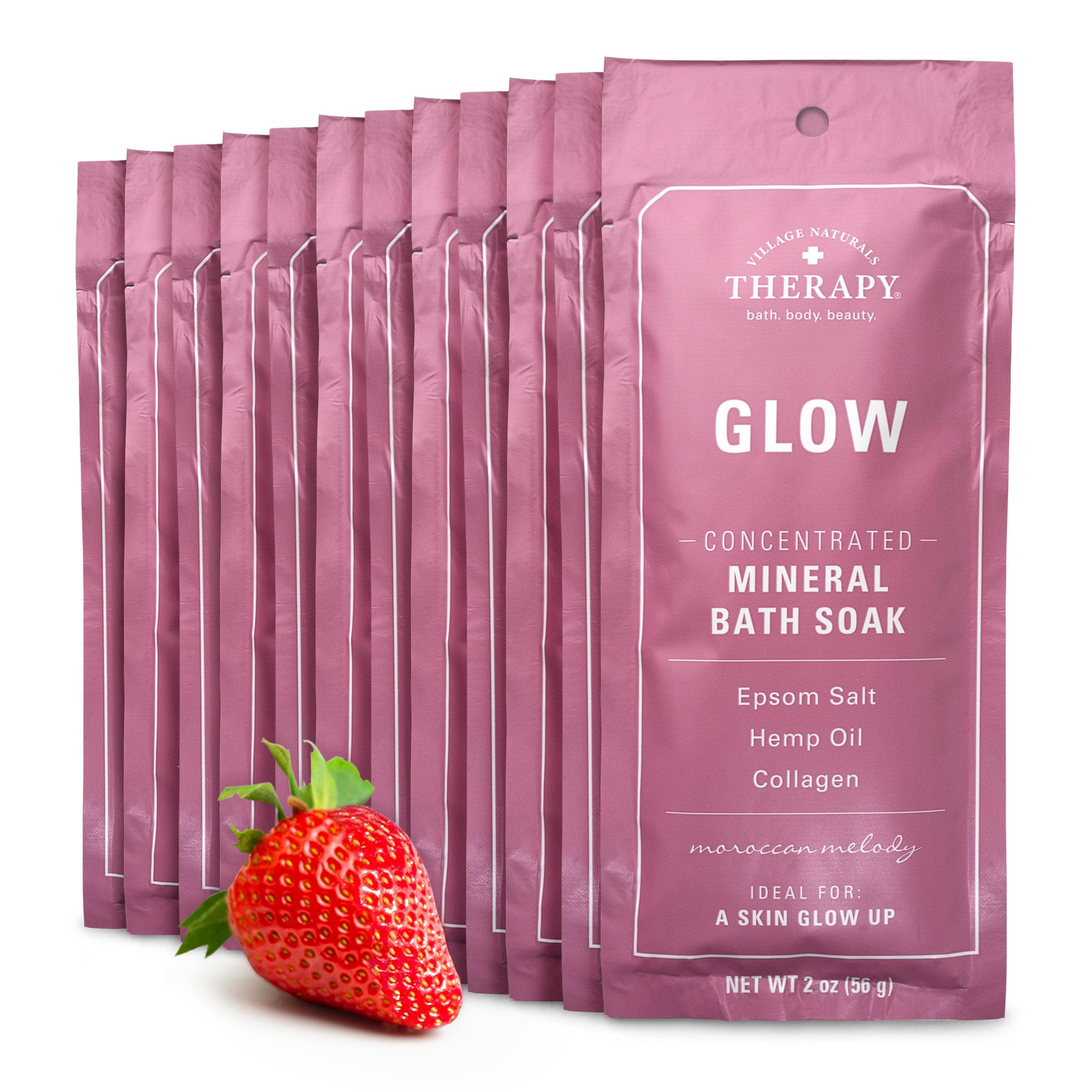 Village Naturals Therapy Resplandor pack de 12 frascos para baño mineral
