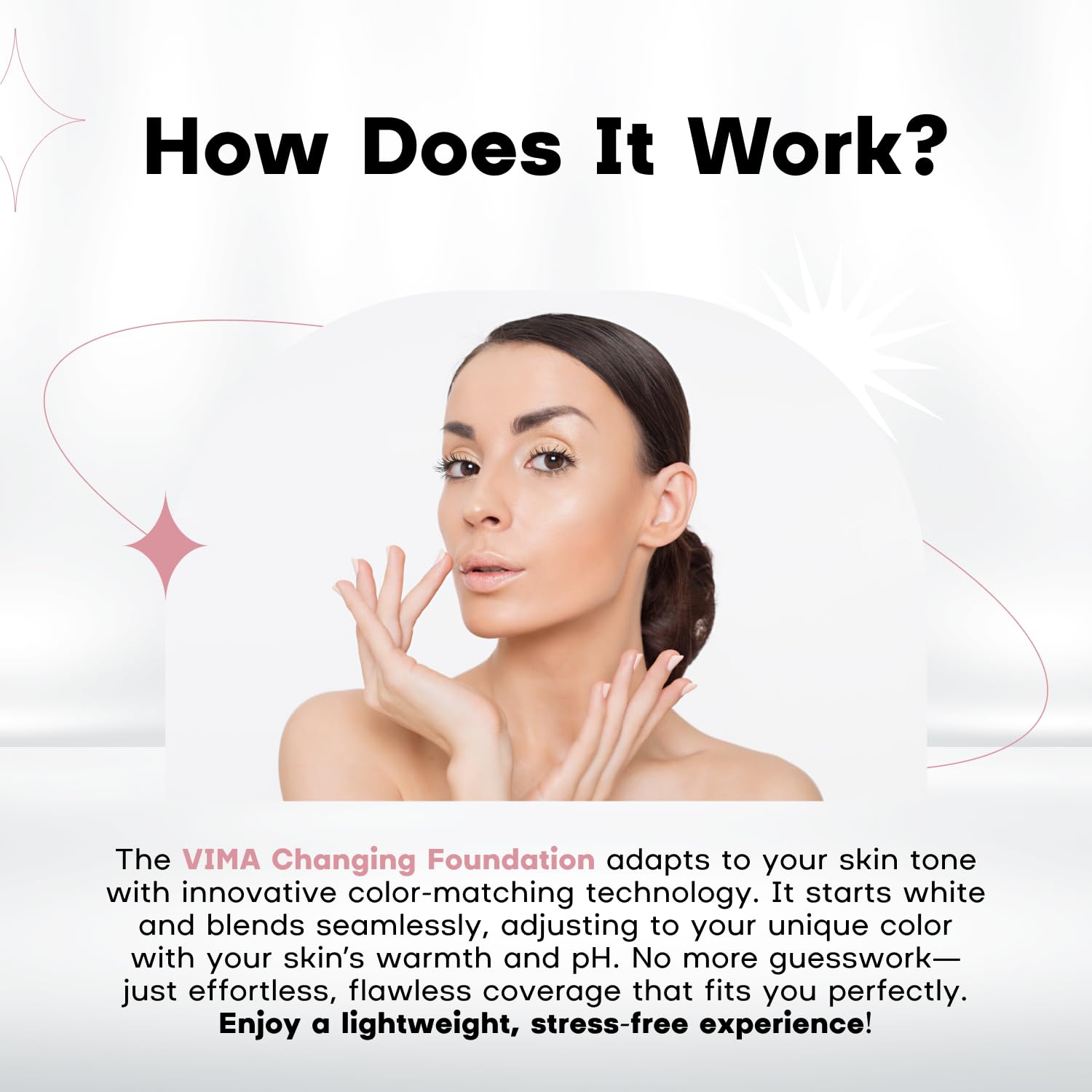 SPF 30 sun protection label on Vima foundation for daily use.