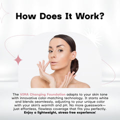 SPF 30 sun protection label on Vima foundation for daily use.