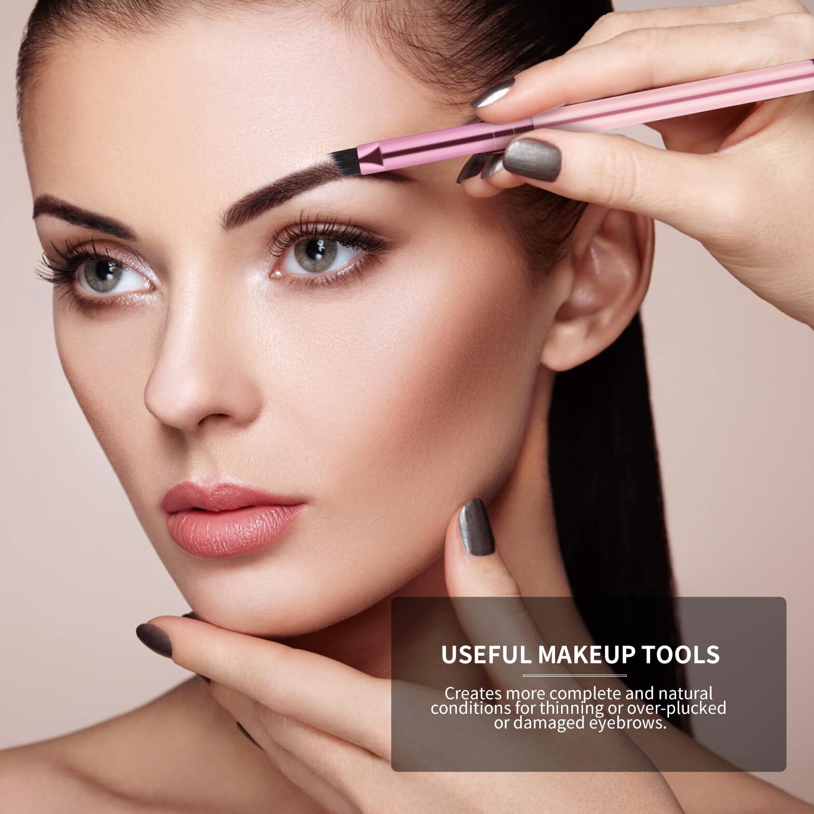 Vin Beauty spoolie end for quick brow grooming and blend.