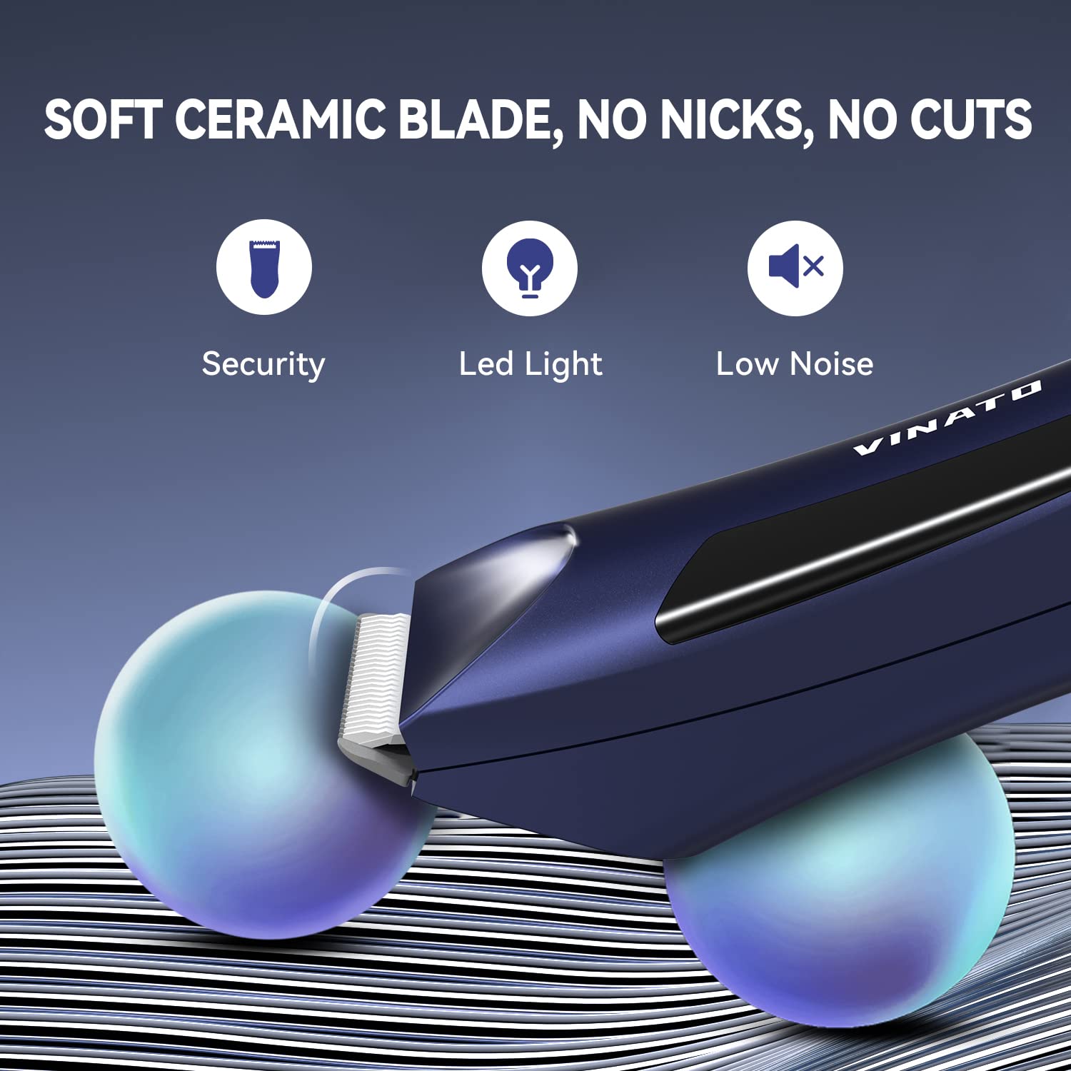 VINATO trimmer in shower with waterproof design for easy cleaning.
