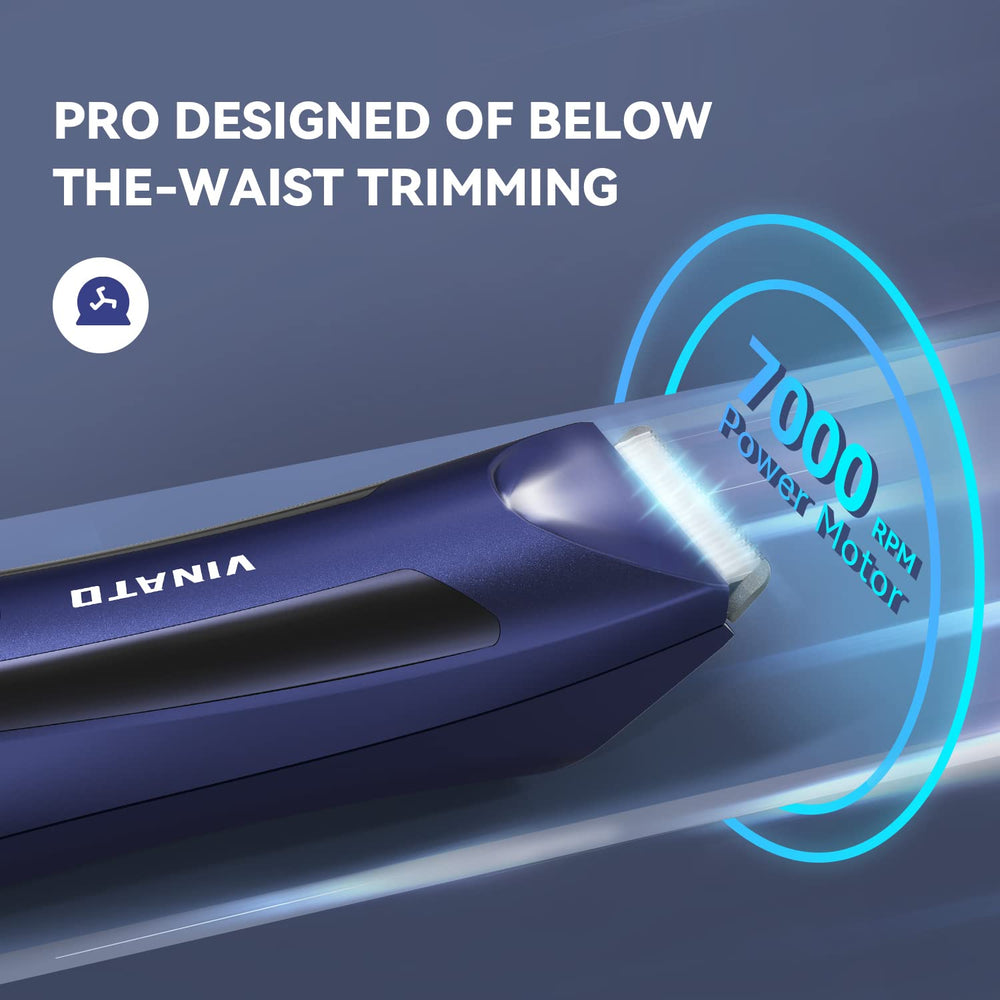 VINATO trimmer on USB docking station with 90-minute cordless use.
