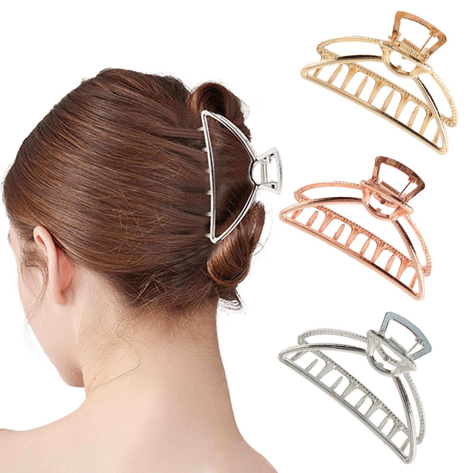 VinBee clips metálicos en plata con agarre firme para uso diario.
