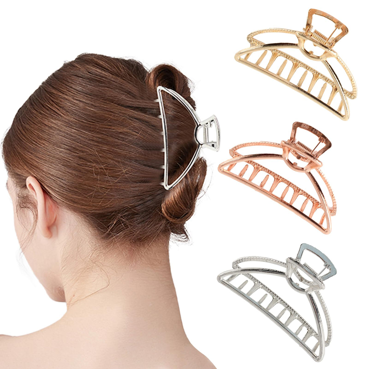 VinBee clips metálicos en plata con agarre firme para uso diario.