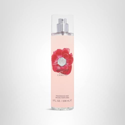 Vince Camuto Amore spray application, smooth fragrance for lasting allure and romantic moments.