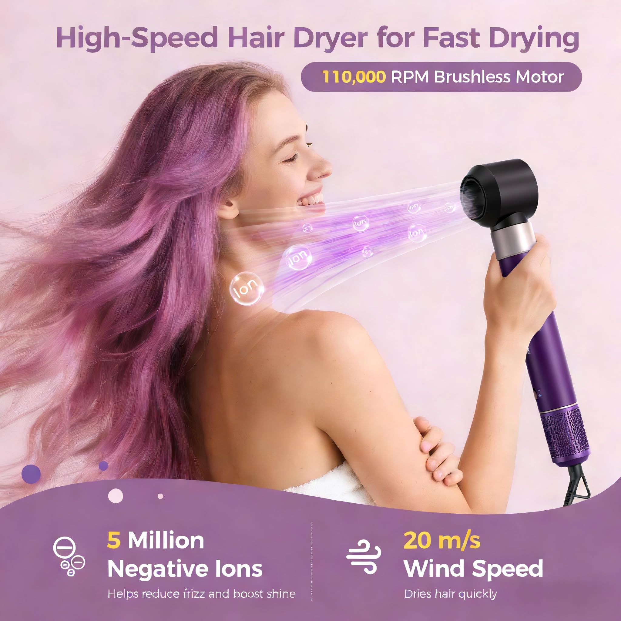 Vincofy concentrator nozzle concentrates airflow for precise drying and styling.