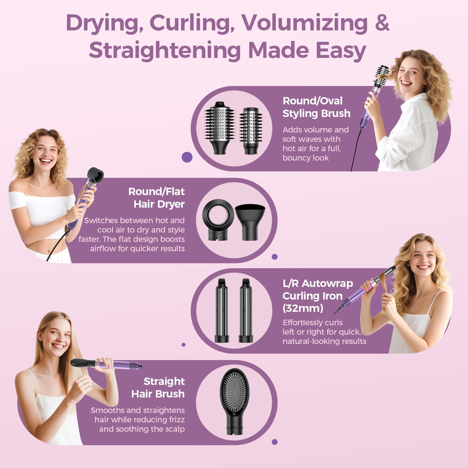 Vincofy oval styling brush delivers root lift with gentle detangling for smooth volume.