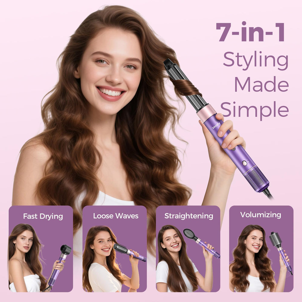 Vincofy round brush attachment adds bounce and lift for fuller-looking hair.