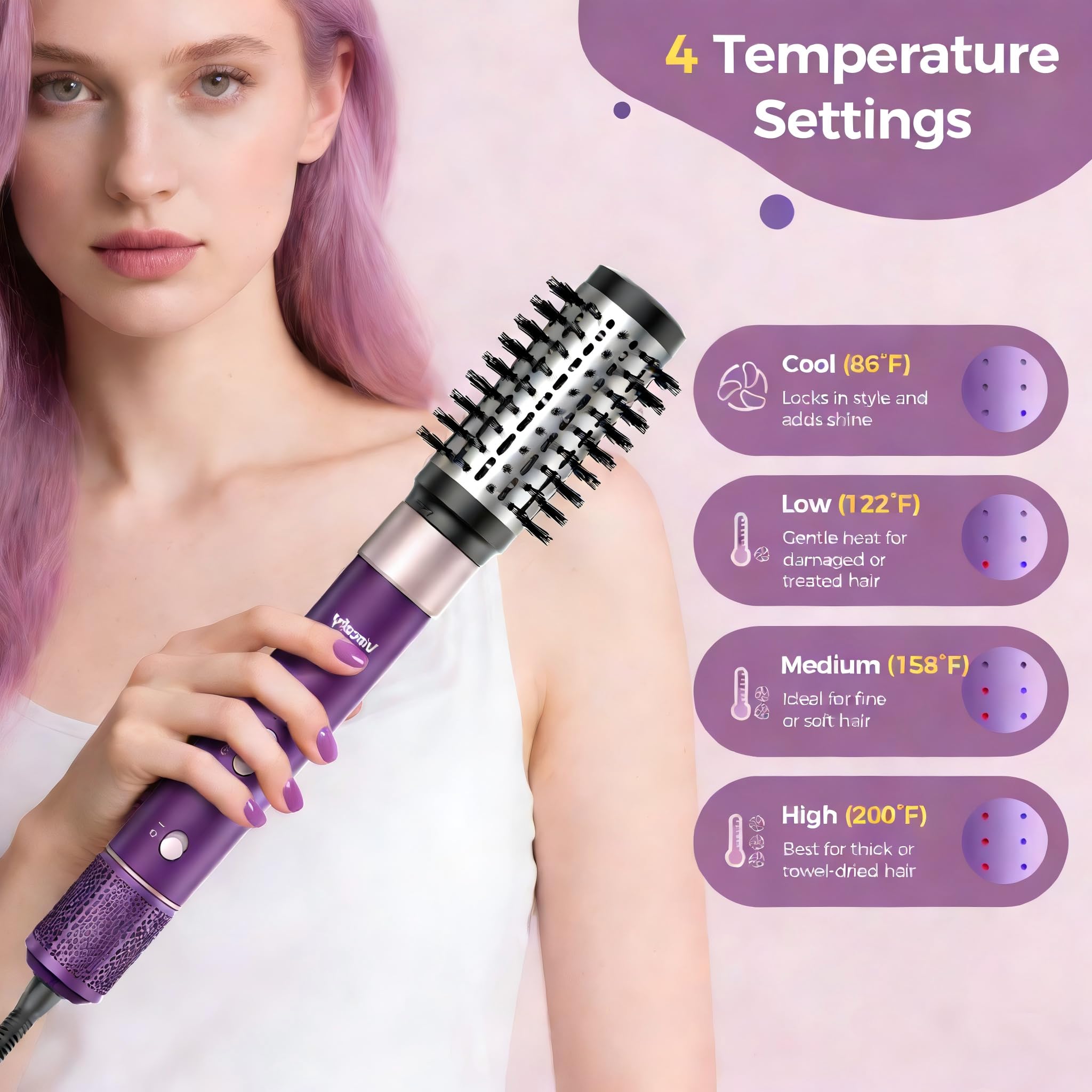 Vincofy straightening brush smooths strands for sleek, frizz-free results.