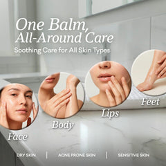 Vintage Tradition face and hands application scene highlighting non-greasy finish.