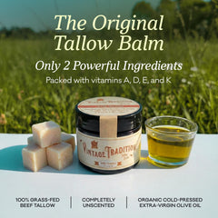 Vintage Tradition unscented balm texture showing rich, easy spread for face and body.