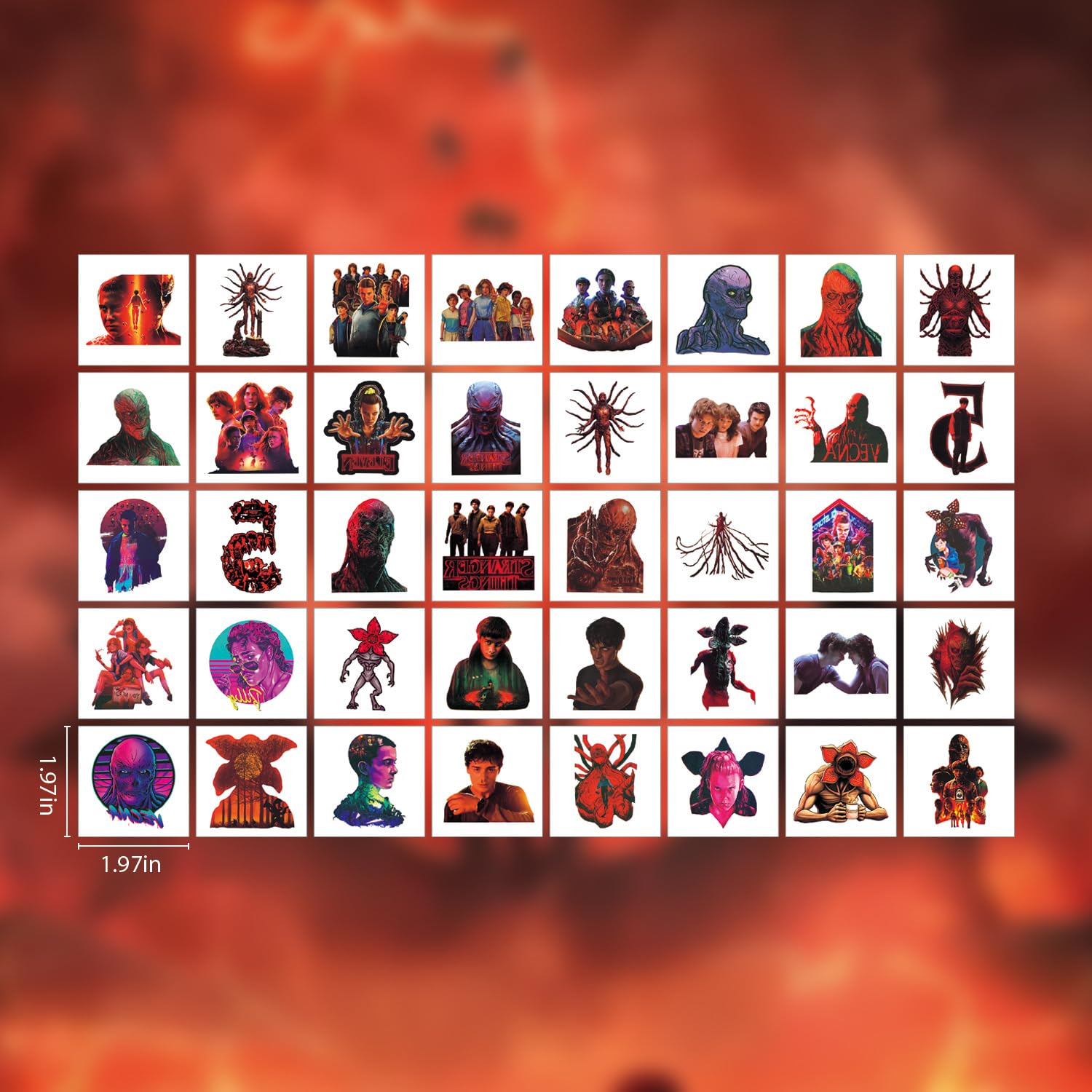 VINYUSE Stranger Things tattoo packet bundle image displays value-packed set for celebrations
