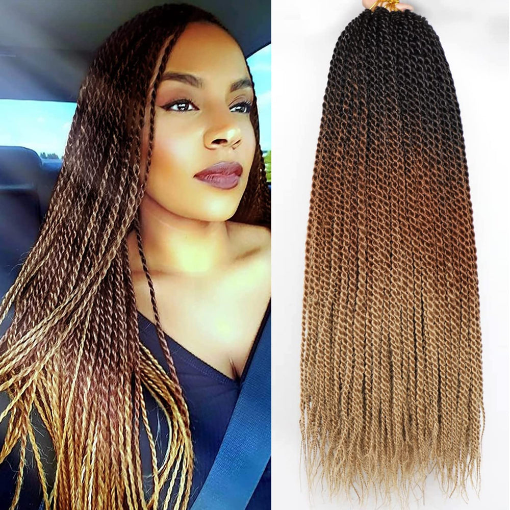 VIOLET Senegalese twist crochet hair 18 inch ends for a sleek, neat style.