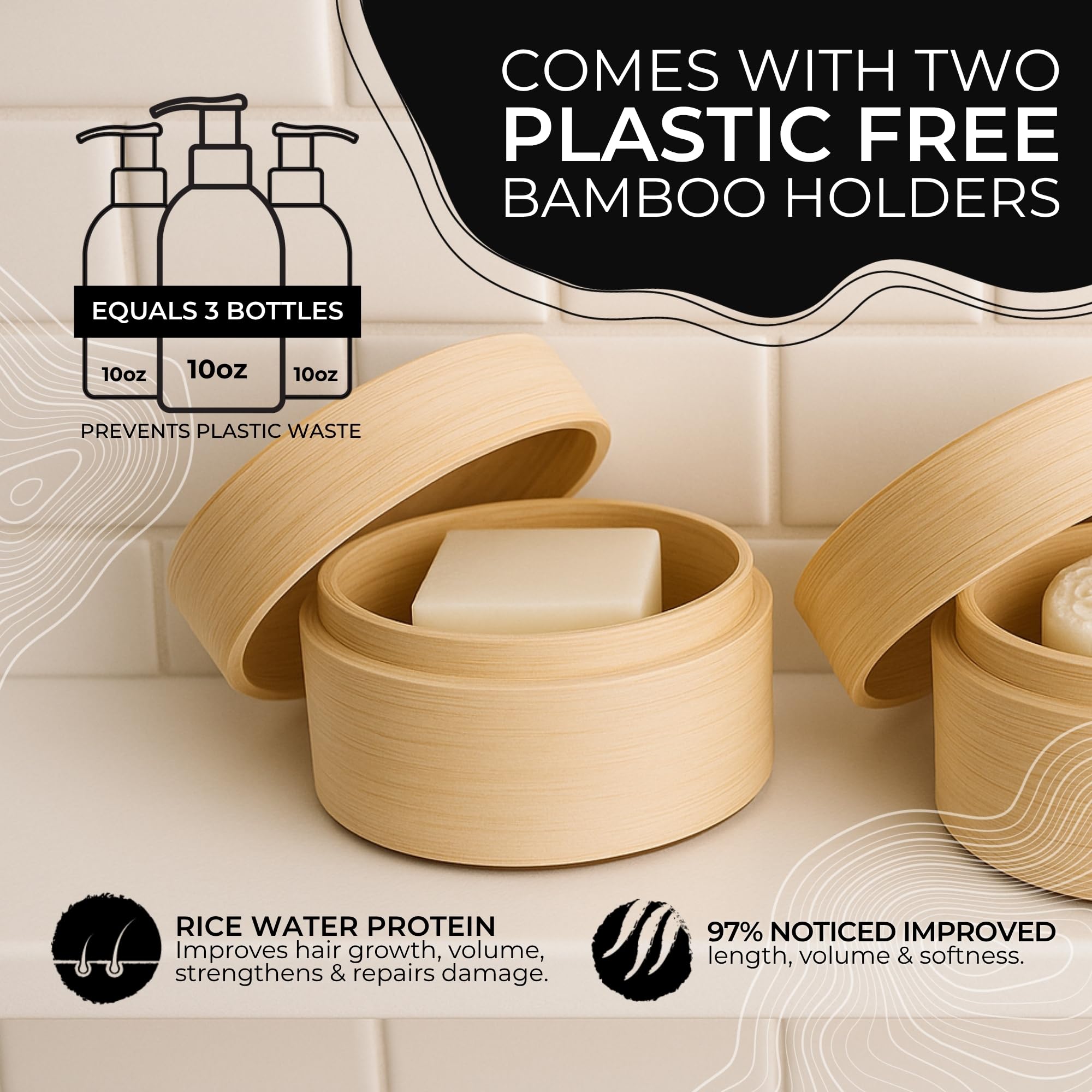 Viori bamboo holder with bars demonstrates bottle-free organization