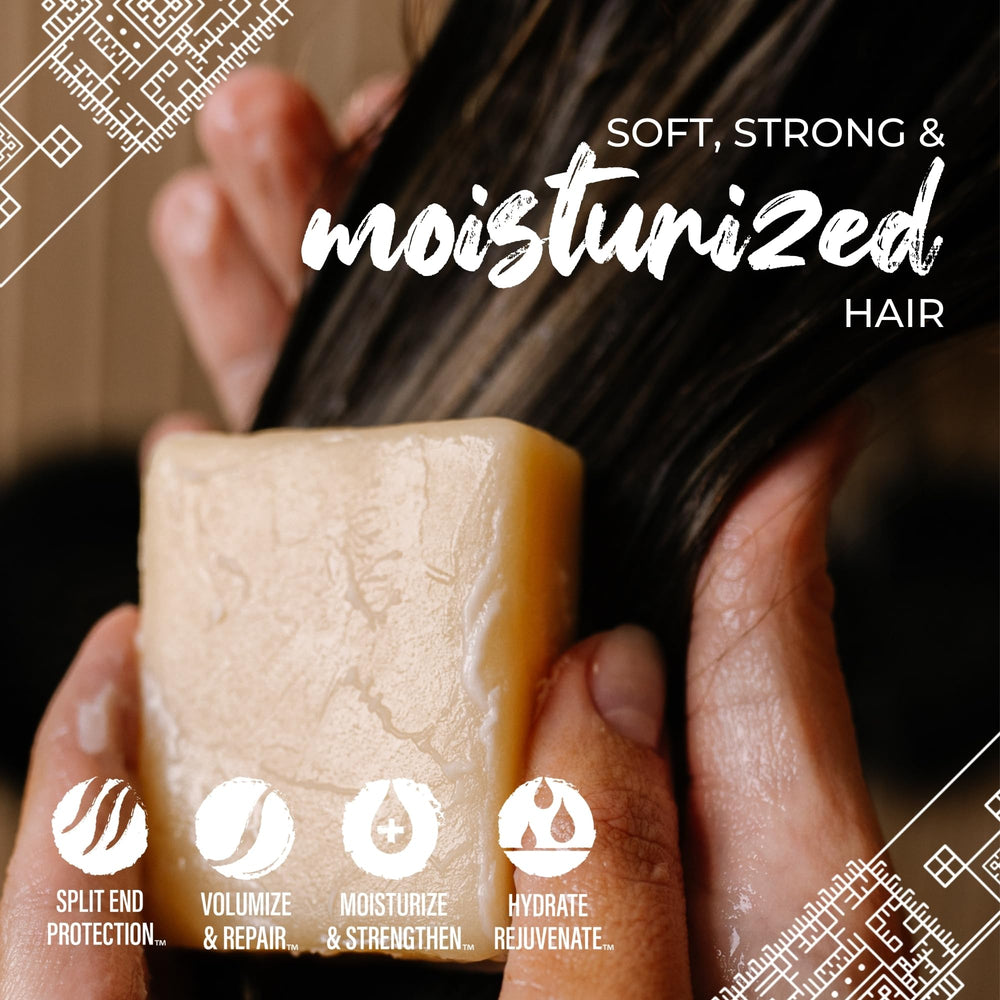 Acondicionador Viori en barra sin-plástico cuida el cabello y el planeta.