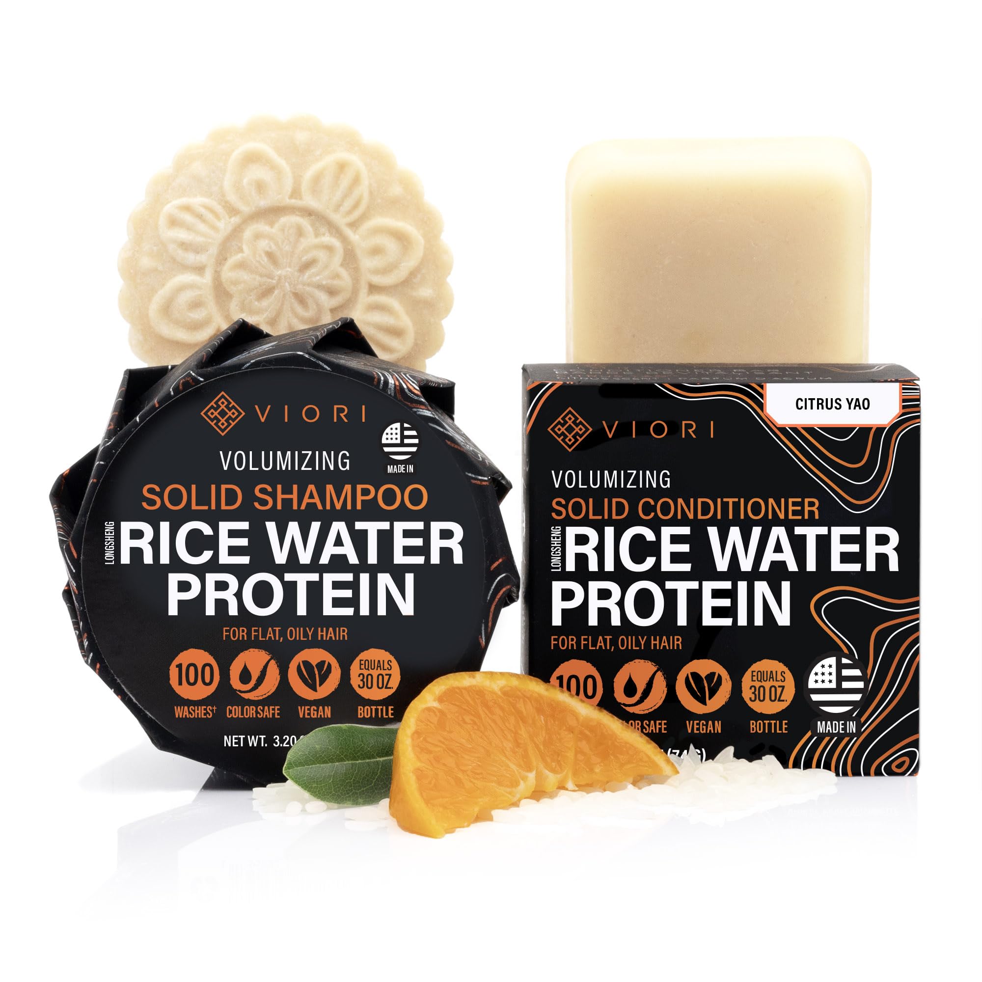 Viori Citrus Yao Shampoo Bar Pack shown, promoting vibrant, hydrated hair