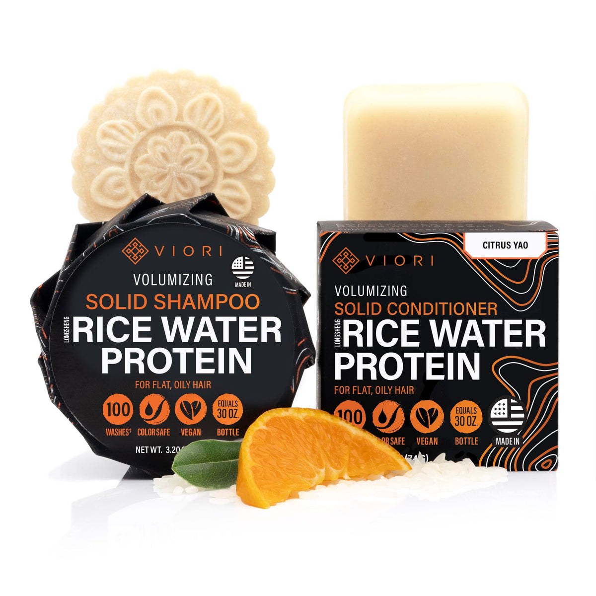 Viori Citrus Yao Shampoo Bar Pack shown, promoting vibrant, hydrated hair