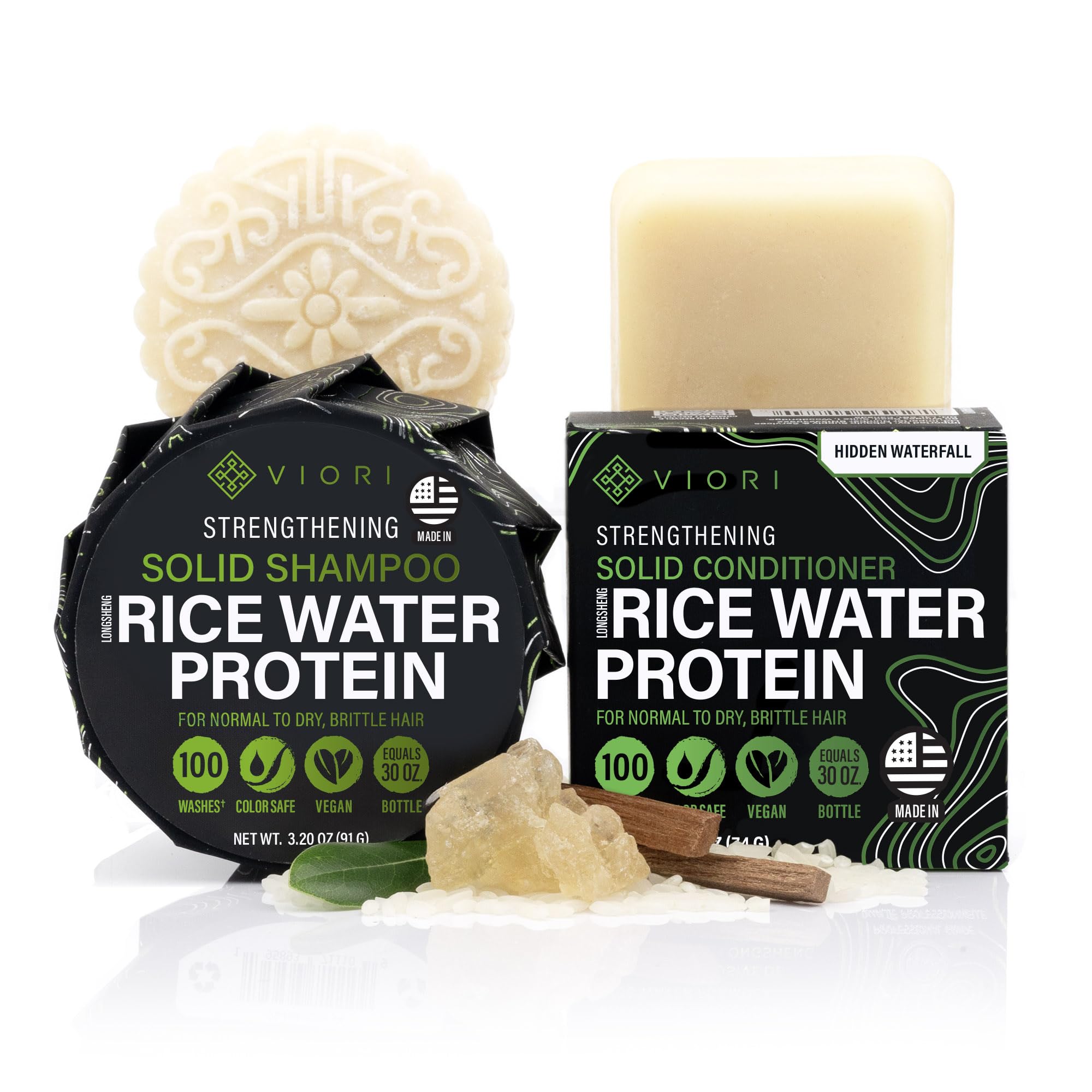 Viori Hidden Waterfall shampoo bar set front view for a clean, eco-friendly hair care routine.