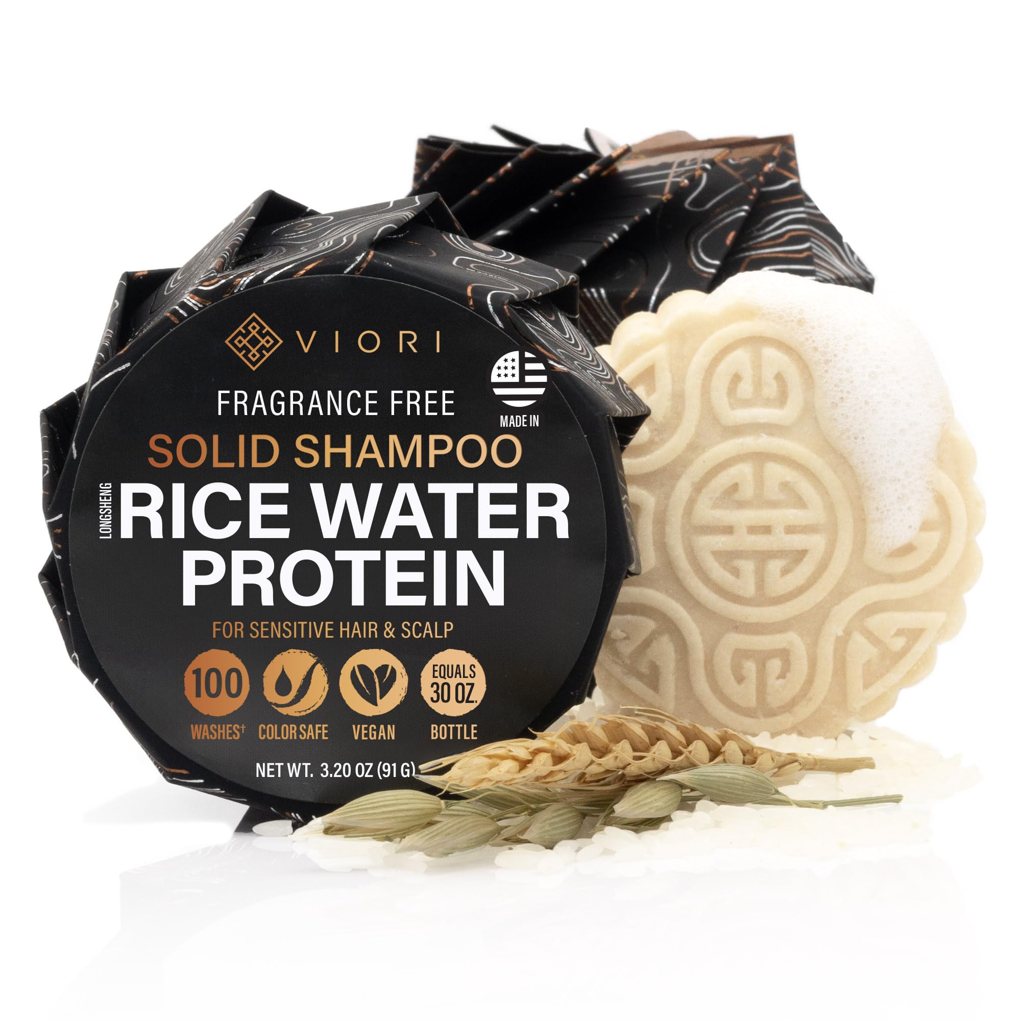 Viori Native Essence Shampoo Bar en presentación práctica sin frascos, ideal para viajes.