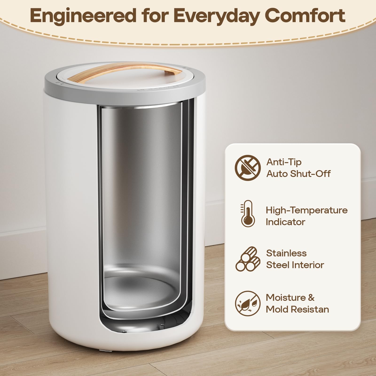 VIPBATH dual-heat towel warmer with clear controls for flexible warmth.