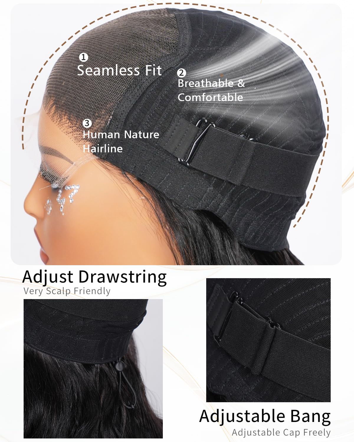 Vipgrace glueless wig cap for quick secure wear