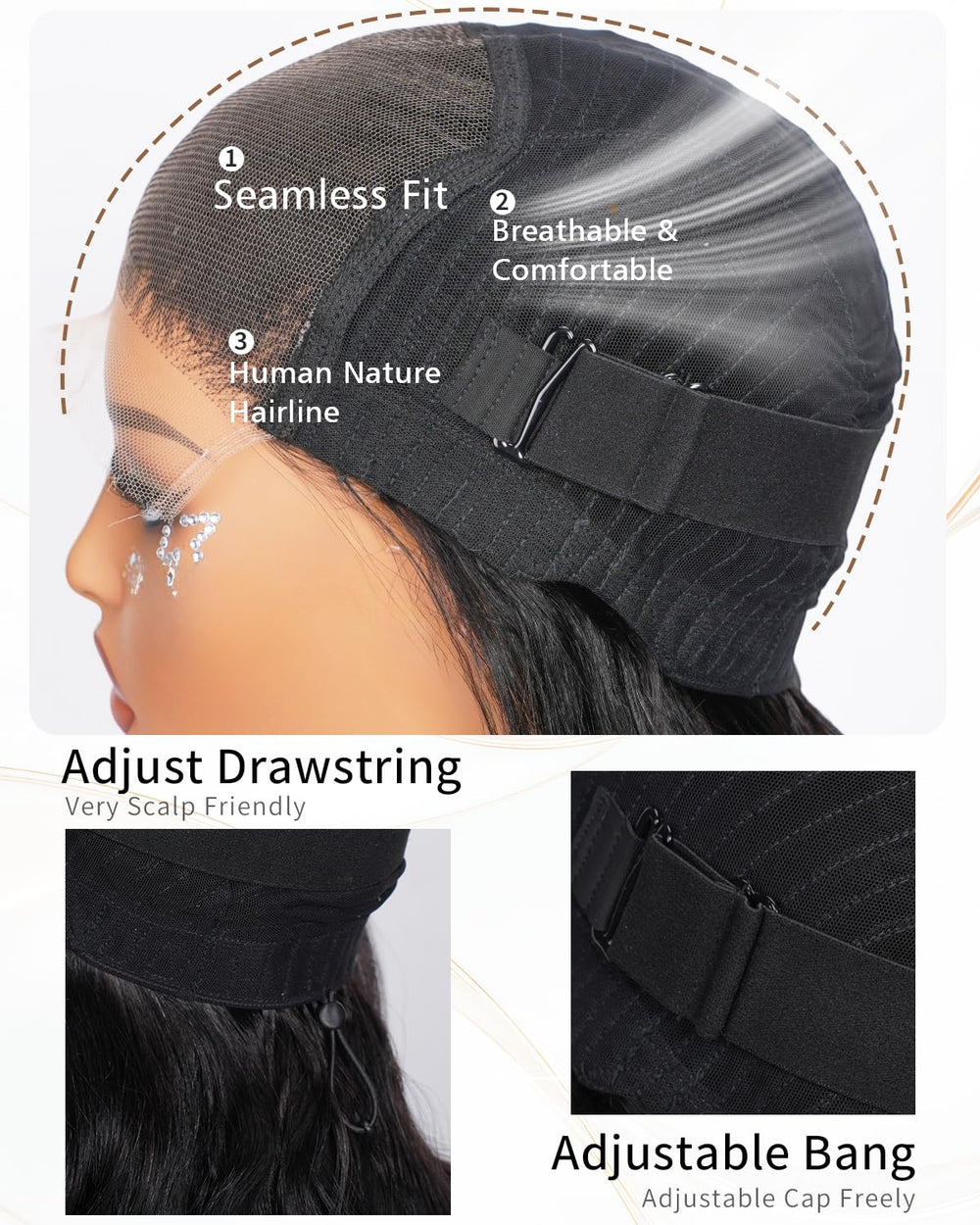 Vipgrace glueless wig cap for quick secure wear