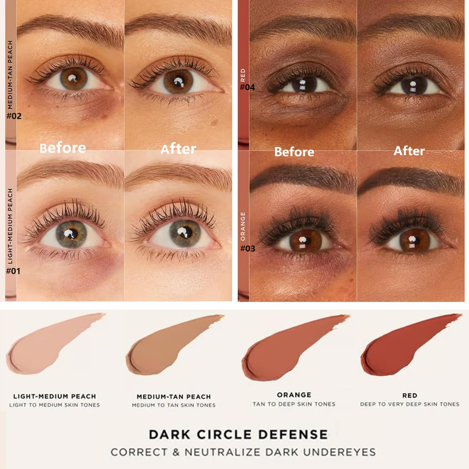 VIPUDA Accusly CC Ojos - Tono melocotón claro/medio: neutraliza sombras