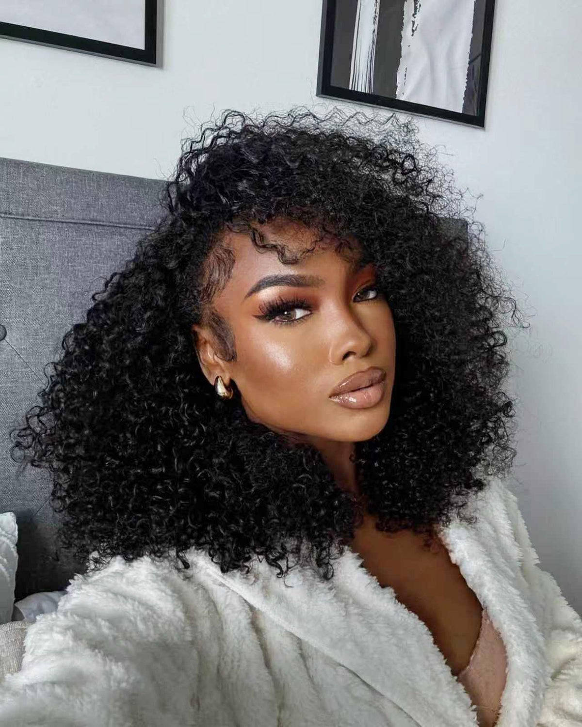 Virginess kinky curly half wig cap closeup showing natural hairline and secure fit.