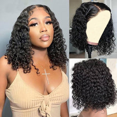 virginess Wear and Go glueless wig deep wave bob close-up showing natural pre-plucked knots