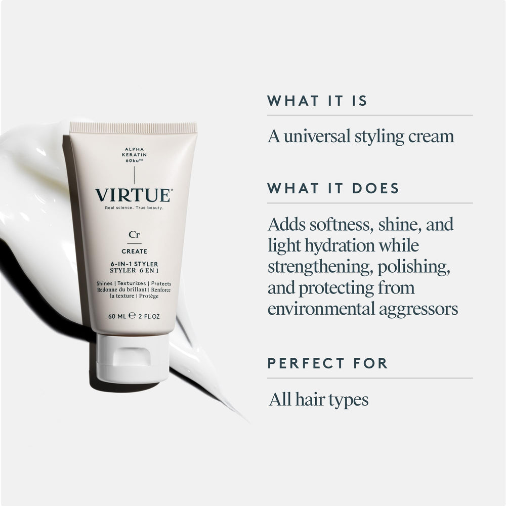 Virtue 6-en-1 crema-serum para aplicación suave sin residuos