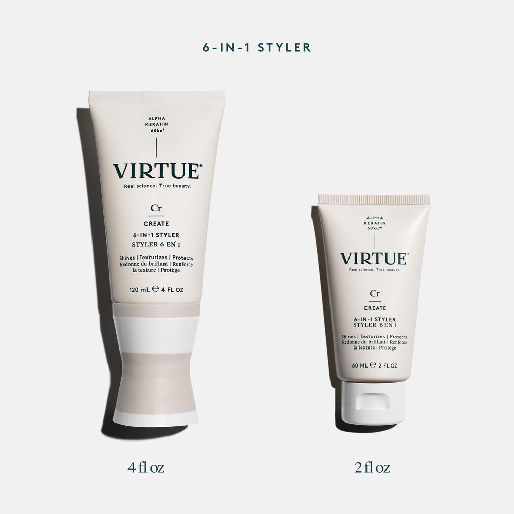 VIRTUE Alpha Keratin 60ku ingredient supports hair strength and manageability.