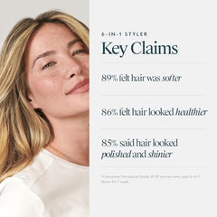 VIRTUE 6-in-1 Styler on hair model for second-day wear with soft shine.