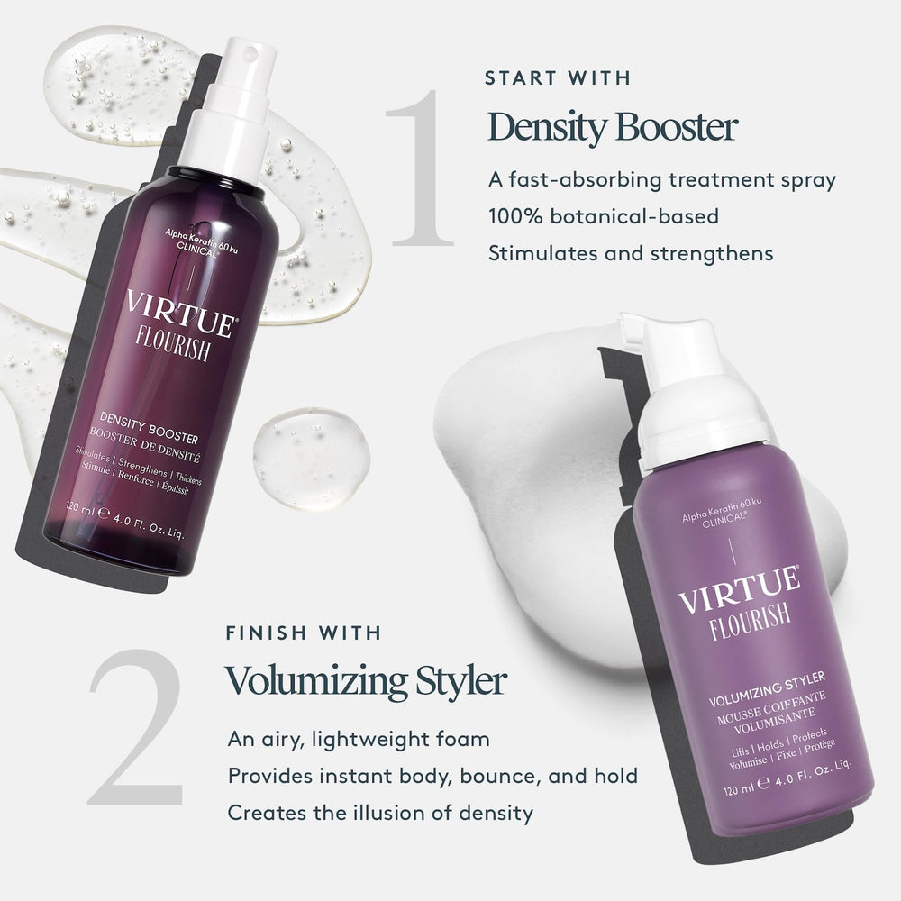 Virtue Flourish color-safe-formula promises safe use with color-treated tresses.