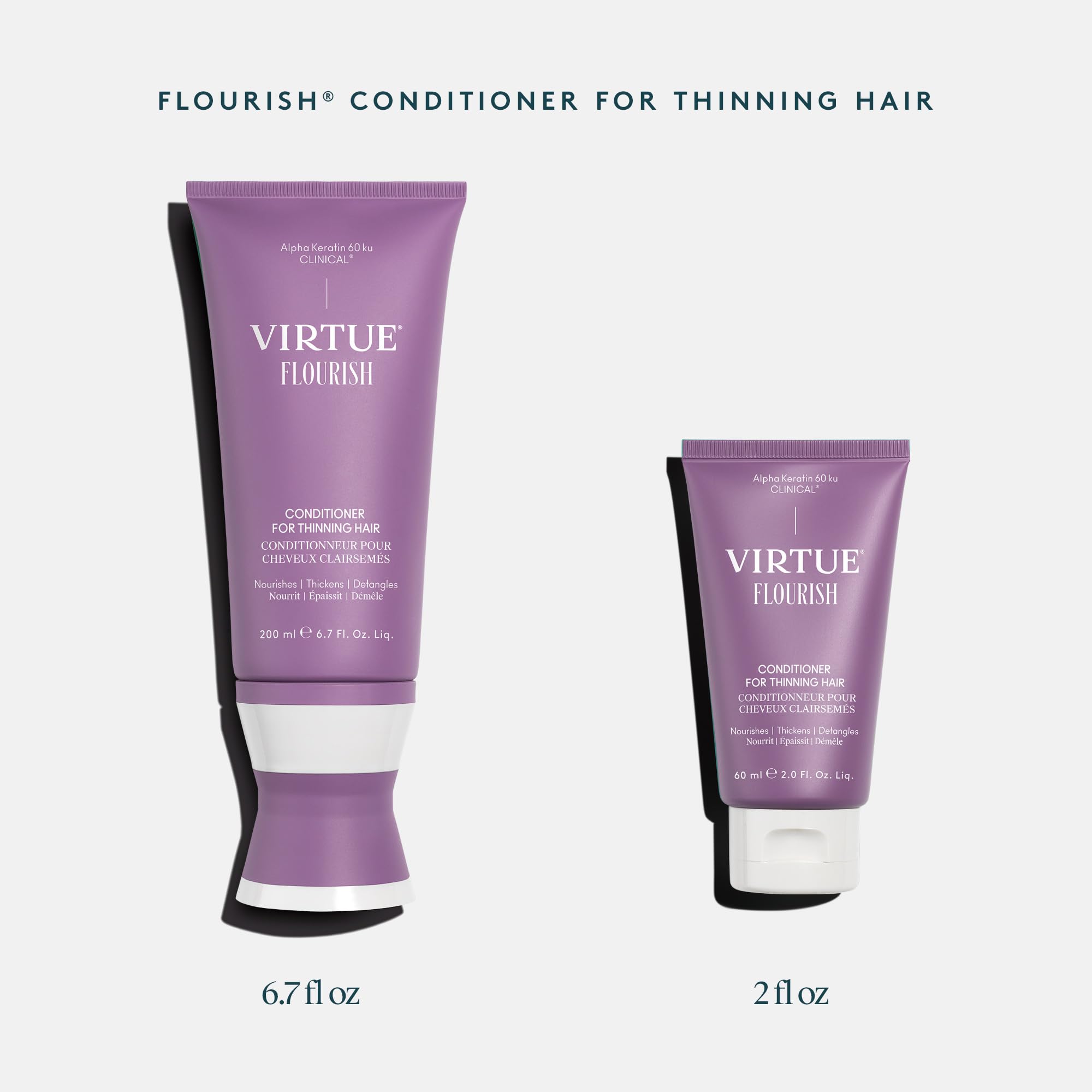 Detangled hair after Virtue Flourish Conditioner provides smoother, manageable finish.