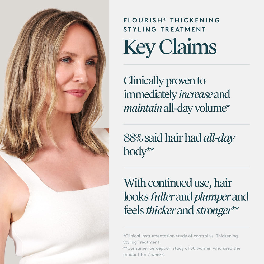 Virtue Flourish hair volume after use with added body.