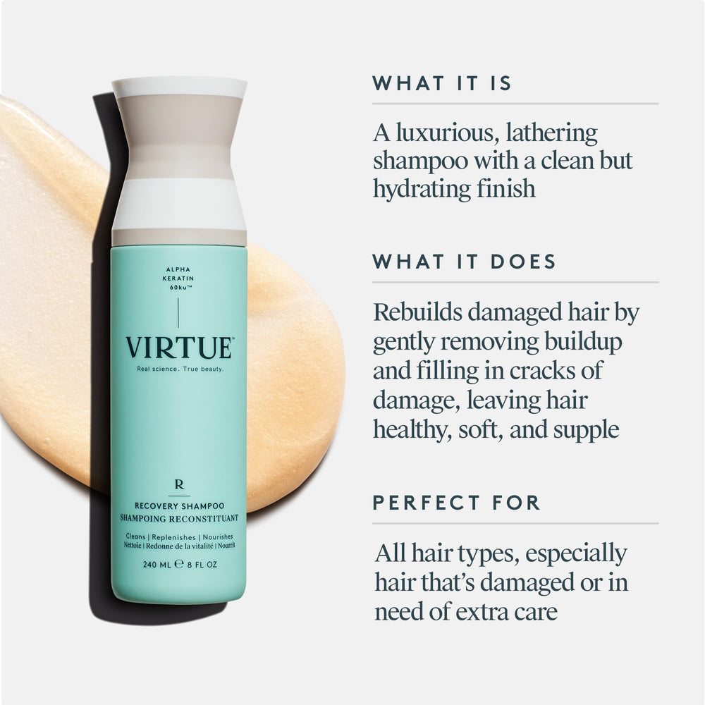 VIRTUE Recovery Shampoo color-safe icon indicating color-treated compatibility